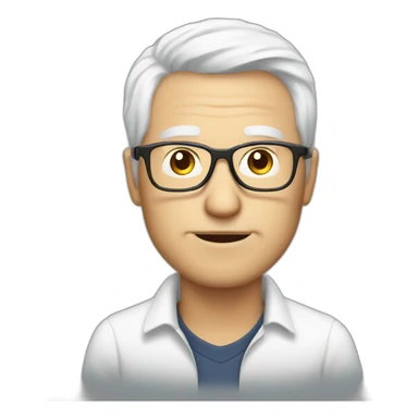 white hair middle age white man with glasses working on smartphone sticker