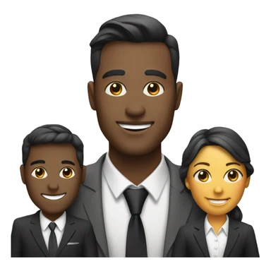 smiling woman and two men in formal attire sticker