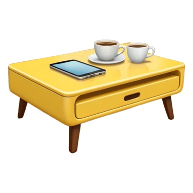 yellow coffe table, coffee on top
 sticker