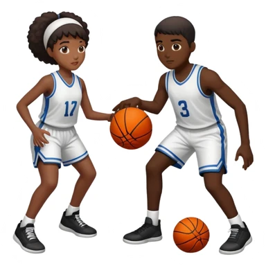 a black boy teaching a black girl how to play basketball  sticker