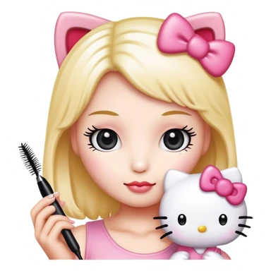  hello Kitty SANRIO holding an eyelash mascara spoolie sticker