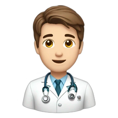 Male Doctor, Short brown hair, combed to the side. Hearts around sticker