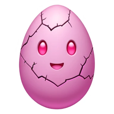 cute pastel pink egg with glowing heart-shaped cracks, soft neon pink light coming from inside, kawaii but slightly magical, simple clean icon, transparent background, twitch emote sticker