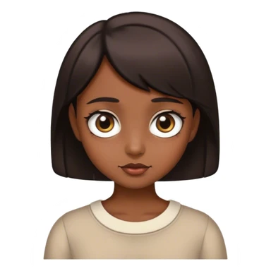 I wanna make a me emoji!A short hair with a dark brown color and also I am a cute style I have a big eye sticker