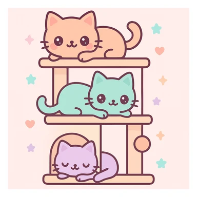 cats relaxing in a vertical playhouse sticker