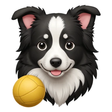 Border collie with a ball sticker