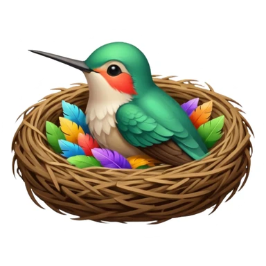 Hummingbird sleeping in her nest sticker