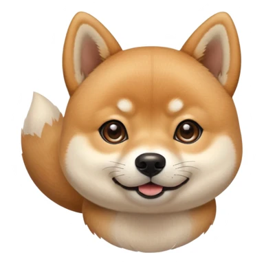 cute Shiba Inu dog with a playful, side-eye expression and a tilted head. The dog has light brown fur, big round eyes, and a soft smirk sticker