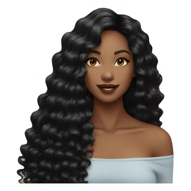 black women who wear 40 inch sized long and black color deep wave wig sticker