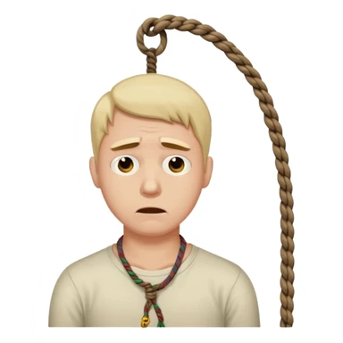 A man's neck hanging in a rope and suicide  sticker