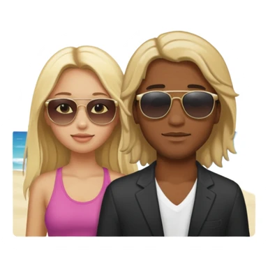 Black man with blonde long hair girl on beach sticker