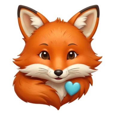 A iOS style fox with a kissing & winky face and a small heart sticker