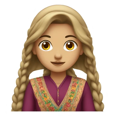 Generate girl emoji in kurdish dress and long hair sticker