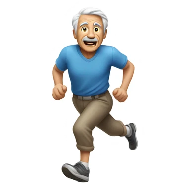 old man chasing people  sticker