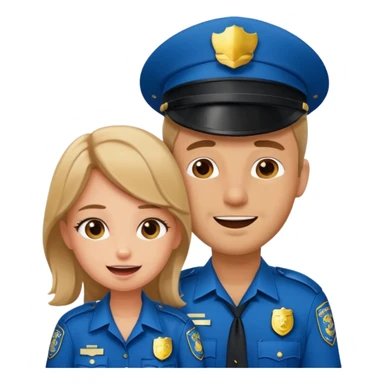 giggling flirty male cop arresting sad girl sticker
