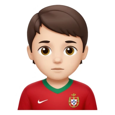 Une enfant qui a le coupe sur le coter et qui a le maillot du portugal sticker