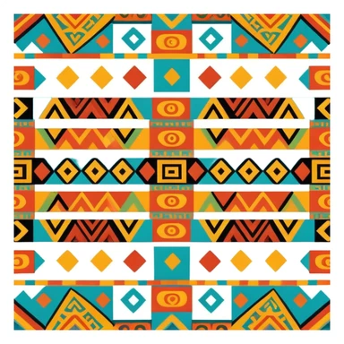 Mixtec pattern with geometric symbols and bright colors sticker