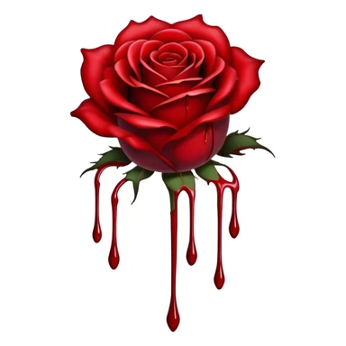 red dark rose with blood dripping  sticker