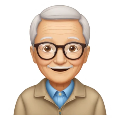 elderly grandparent with glasses and a warm smile sticker