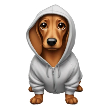 A wiener dog wearing a hoodie sticker