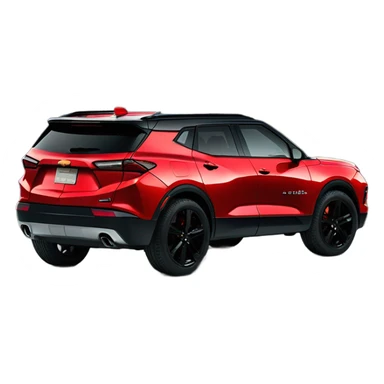 2020 Red Chevrolet Blazer with black wheels, black Chevrolet logo, in front of mountains   sticker