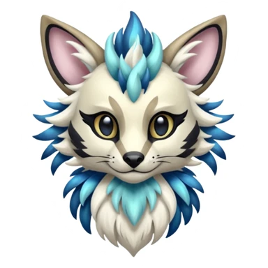 Futuristic furry fluffy floofy feathery tribal marked Genet-Absol-Kyurem-Zeraora-Primagen-fusion-creature  sticker