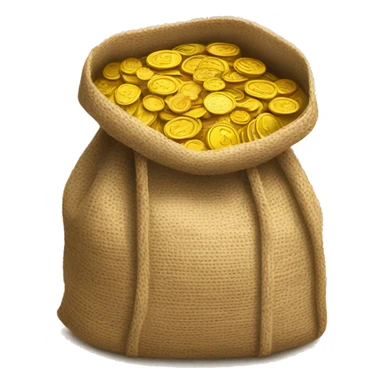 old open jute bag full of coins sticker