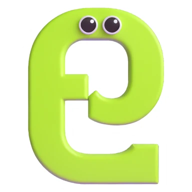 big bold letter C in lime green electric color with googly eyes on top sticker