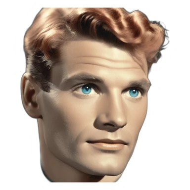 Young Laurence Olivier colorised Blue eyes very neat gelled back fully red hair handsome chiselled jaw sharp cheekbones sharp nose sticker