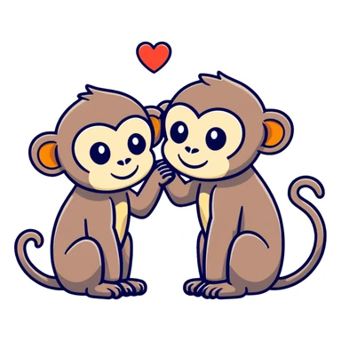 Monkeys kiss sticker