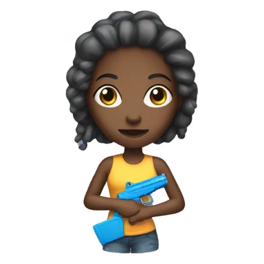 Black girl with a water gun sticker