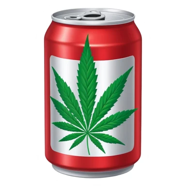 red soda can with a green cannabis leaf printed on it sticker