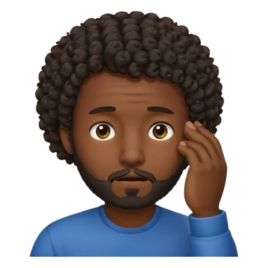 face palm man, dark skin , short hair curly , facial  small beard sticker