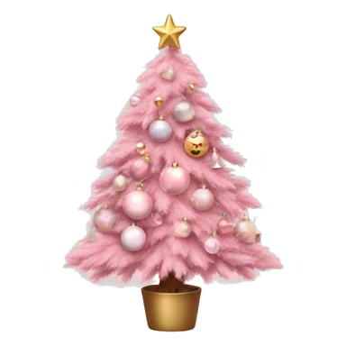 Baby pink Christmas tree with cute ornaments sticker