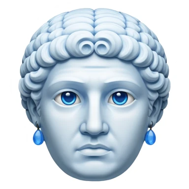 completely white ancient greece marble head sculpture with a blue aura around the background of it sticker