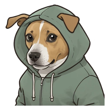 Dog wearing a hoodie  sticker