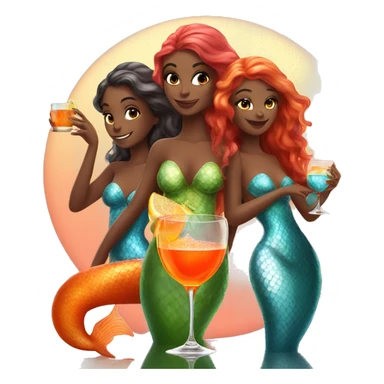 Three beautiful mermaids bright drinking aperol sticker