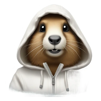 marmot wearing white hoodie  sticker