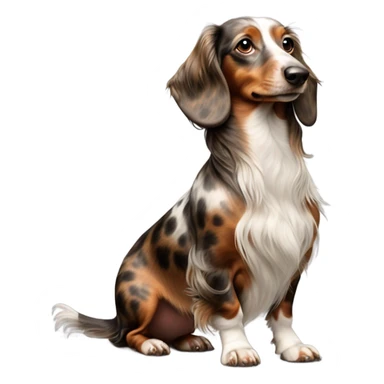 brown Merle long haired Dachshund full body sticker
