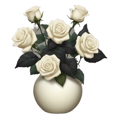 Black and ivory roses in vase sticker