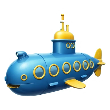 blue mini single submarine in cartoon  sticker
