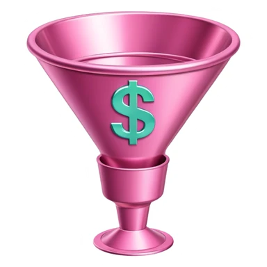 pink marketing funnel with dollars at the buttom sticker