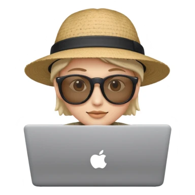 person am laptop und im hintergrund einen strand. bitte neutralen menschen, also keine frau und keinen mann sticker