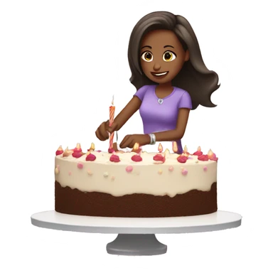 Birthday girl cutting a cake sticker