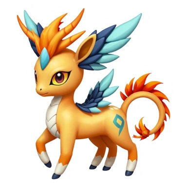 loopy honey-dipped buzzing bumbling fuzzy cute fiery ivy-hydro-Meloetta-Dialga-Salamence-Giratina-Rapidash-Pokémon-Fakémon-fusion-hybrid-creature sticker