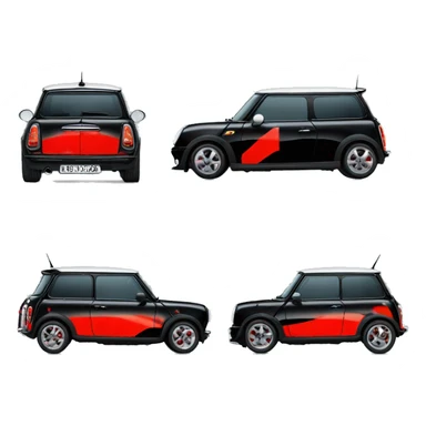 black mini cooper with 27 written on the door in red sticker