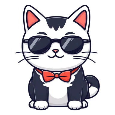 Tuxedo Cat with sunglasses sticker