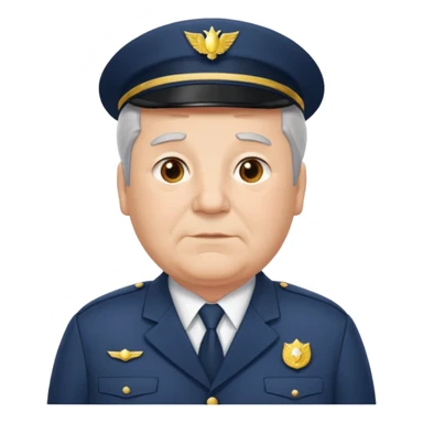 Older Male: gray hair at sides, slight wrinkles, wearing uniform, lightly obesity sticker