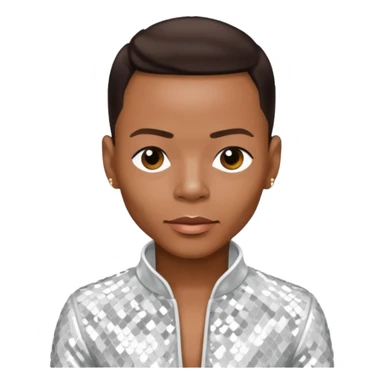 Ronnie DeVoe from New Edition with dark brown hair, white sequin outfit sticker