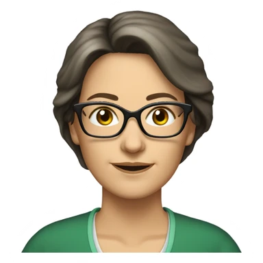 female teacher 56 years old green eyes brunette hair with glasses sticker